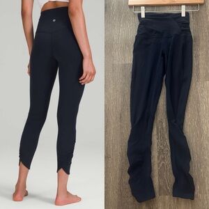 Lululemon Align High Rise Ruched Align Pants Size 0 Navy Blue Yoga Pilates Gym